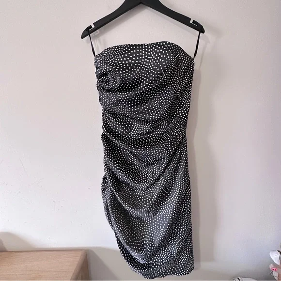 polka dot asymmetrical dress Milos Asymmetric Neckline Maxi Dress Polka Dot Brown